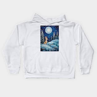 Moonlit Reverie: The Hare's Serenity Kids Hoodie